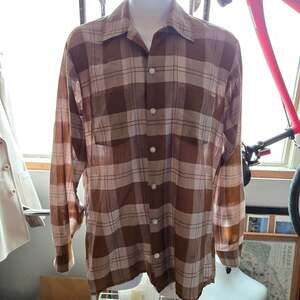 Manhattan Custom Limited Plaid Shirt Tall Man Brown Long Sleeve